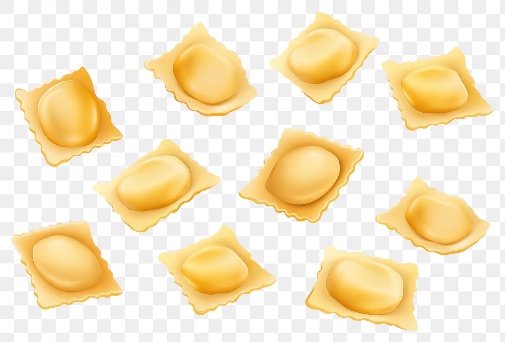 PNG Ravioli pasta pieces falling ravioli food white background. AI generated Image by rawpixel.