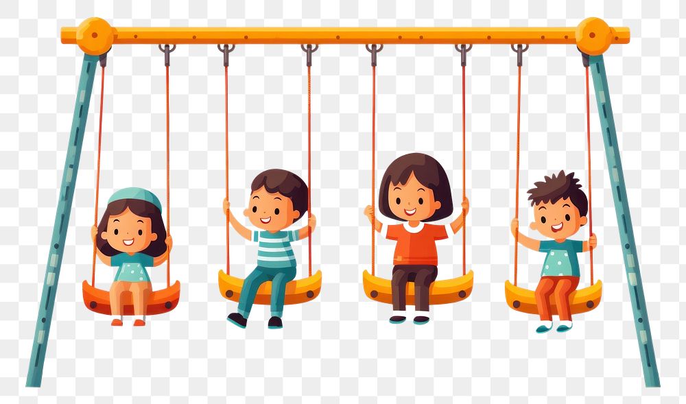 PNG A Kids swings playground outdoors cartoon. AI generated Image by rawpixel.