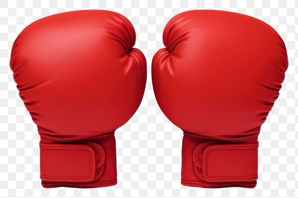 PNG A Pair of red leather boxing gloves white background kickboxing aggression. AI generated Image by rawpixel.