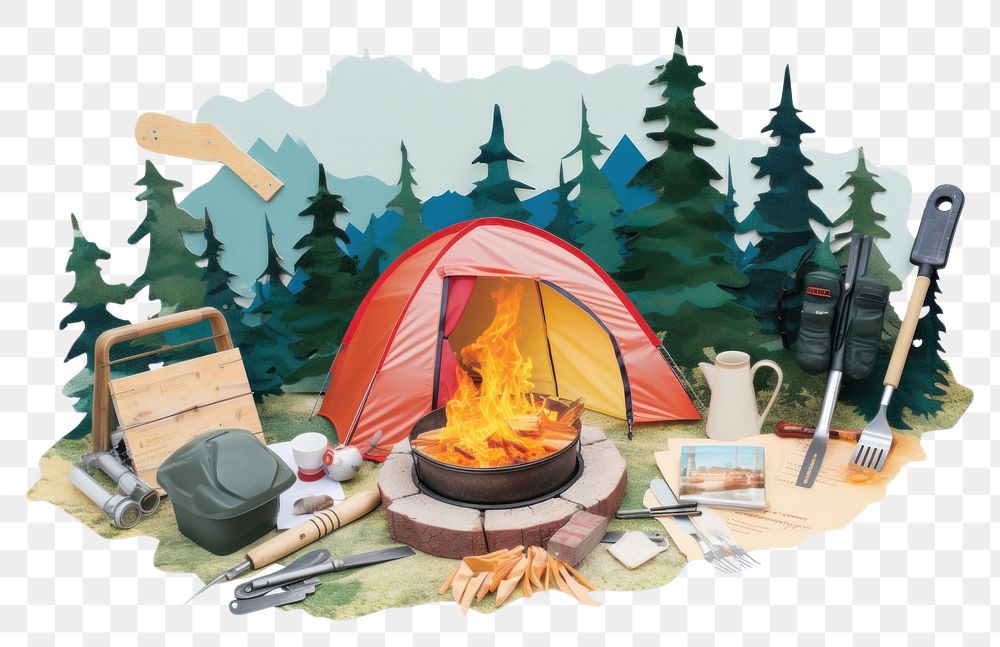 PNG  Camping outdoors tent firewood. AI generated Image by rawpixel.