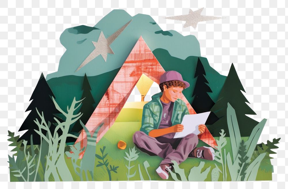 PNG  Camping outdoors reading nature. AI generated Image by rawpixel.