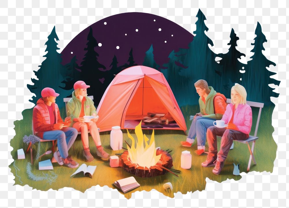 PNG  Camping Group outdoors camping adult. AI generated Image by rawpixel.