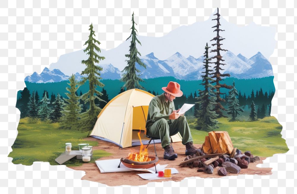 PNG  Camping outdoors nature adult. AI generated Image by rawpixel.