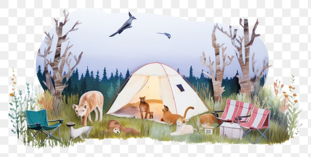 PNG  Camping outdoors camping nature. AI generated Image by rawpixel.