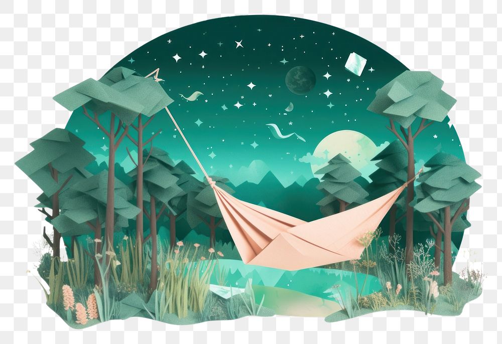 PNG  Hammock camping outdoors hammock tranquility. AI generated Image by rawpixel.