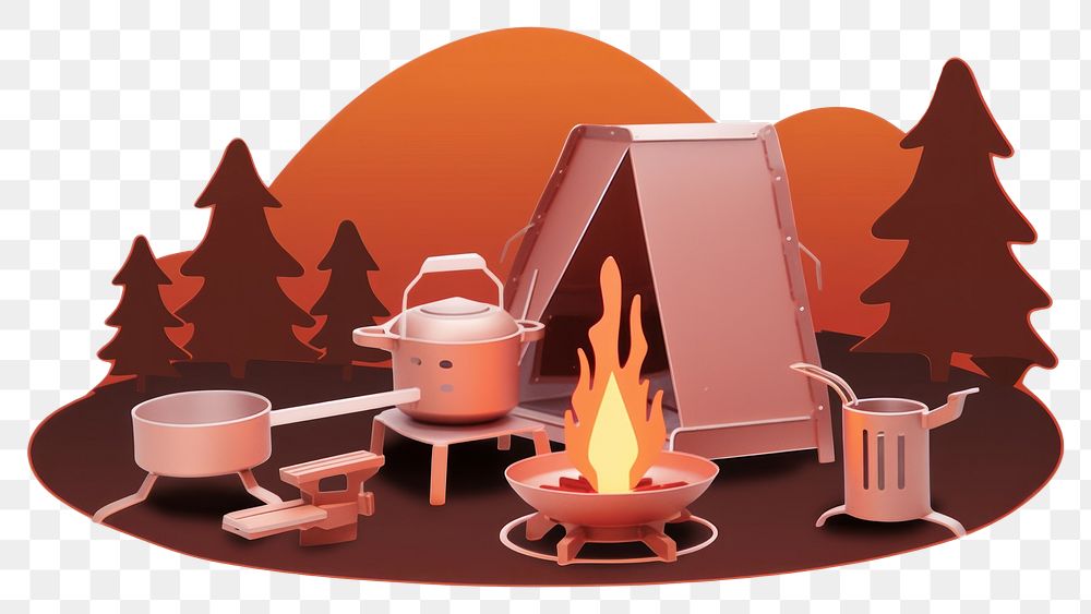 PNG  Stove camping fireplace campfire bonfire. AI generated Image by rawpixel.