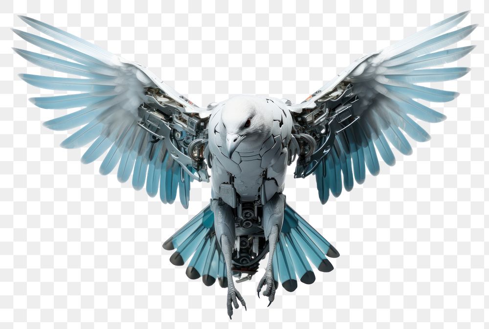 PNG Cyborg dove flying animal white bird. AI generated Image by rawpixel.