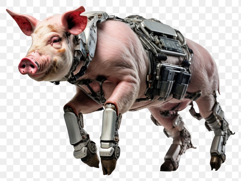 PNG Cyborg pig running mammal | Premium PNG - rawpixel