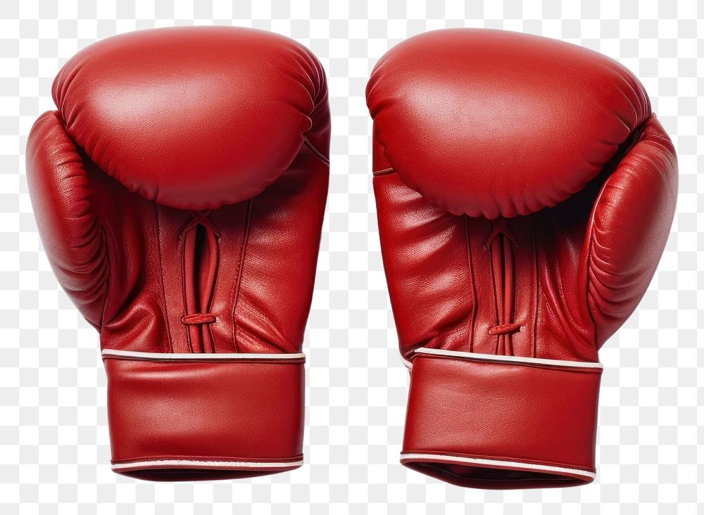 PNG A Pair of red leather boxing gloves sports pair competition. AI generated Image by rawpixel.