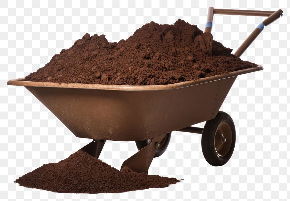 PNG A Wheelbarrow full of soil wheelbarrow white background transportation. AI generated Image by rawpixel.