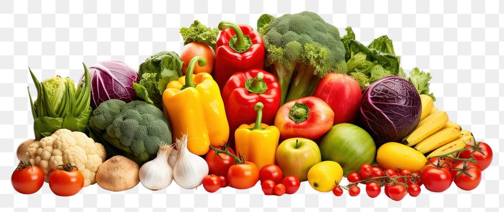 PNG  Fruits and vegetables plant food white background. 