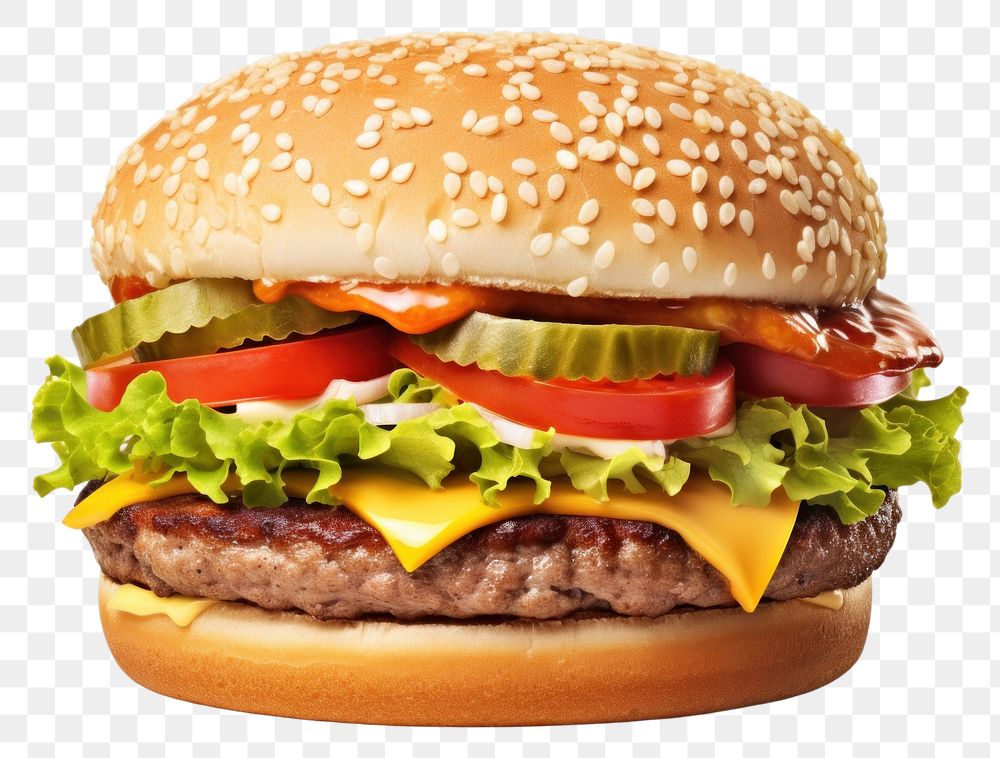 PNG Hamburger hamburger food white background. AI generated Image by rawpixel.