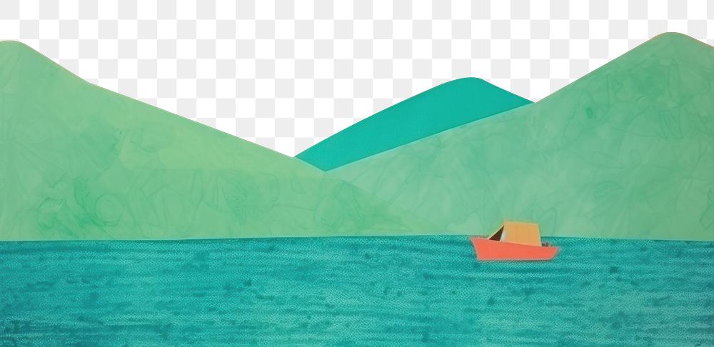 PNG Boat in lake art painting outdoors. AI generated Image by rawpixel.