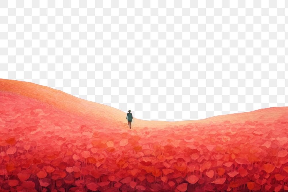 PNG Girl and tulip art backgrounds landscape. AI generated Image by rawpixel.