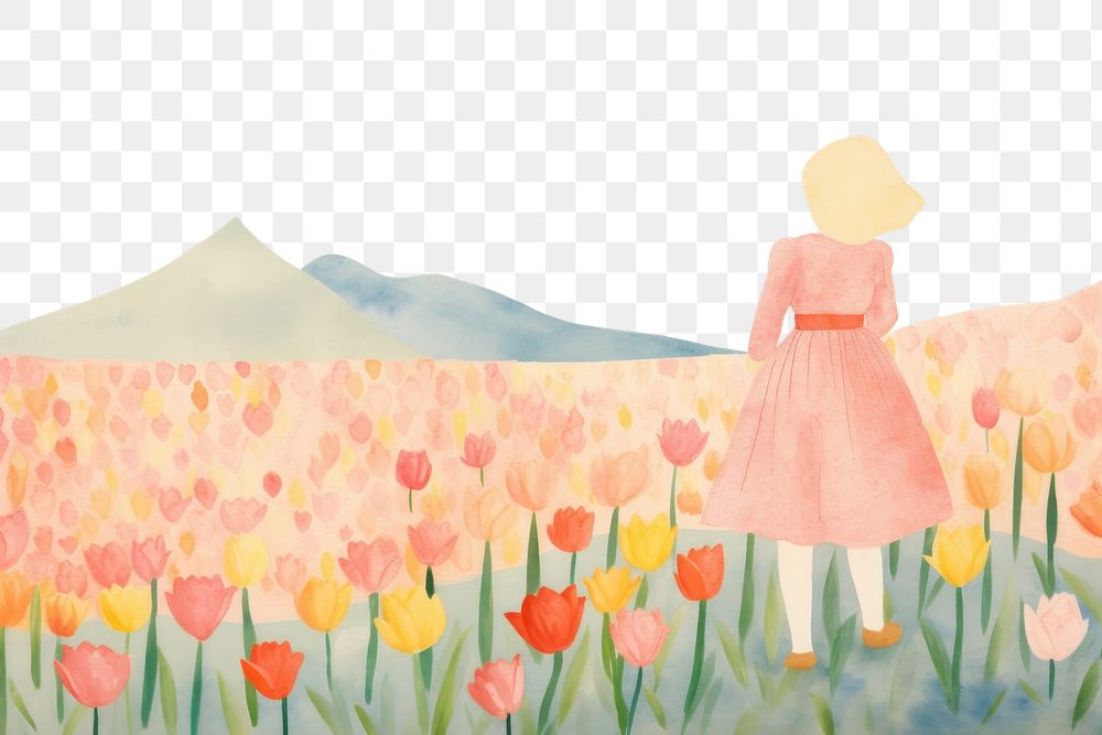 PNG Tulip garden art landscape painting. AI generated Image by rawpixel.