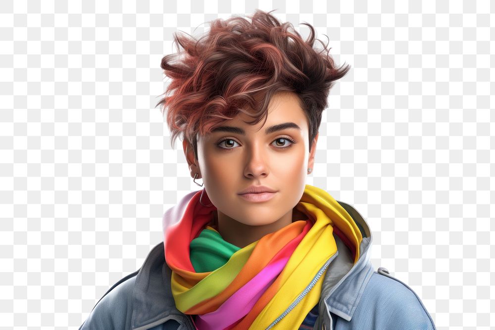 PNG Lgbtq portrait scarf white background. AI generated Image by rawpixel.