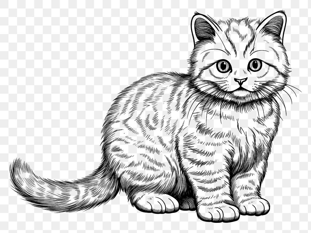 PNG A cute cat sketch drawing animal. AI generated Image by rawpixel.