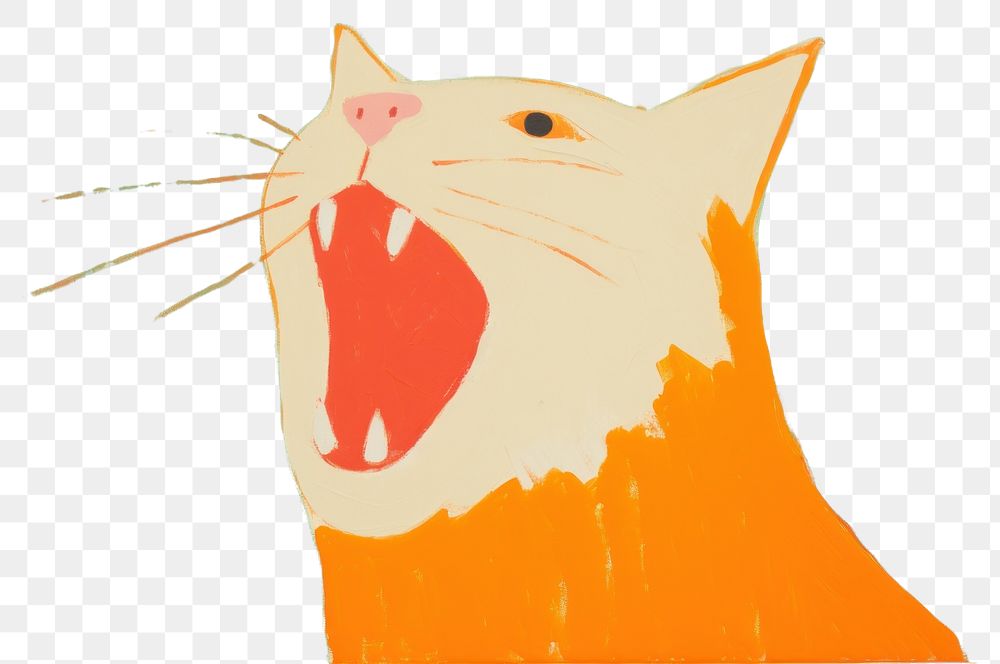 PNG Kitten yawning painting cartoon animal. AI generated Image by rawpixel.