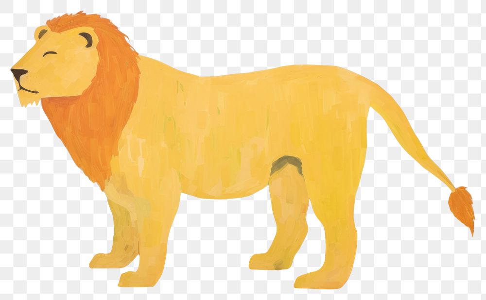 PNG Lion painting animal mammal. AI generated Image by rawpixel.