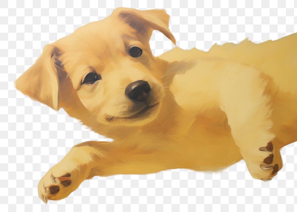 PNG Acrylic paint of puppy animal mammal dog. AI generated Image by rawpixel.