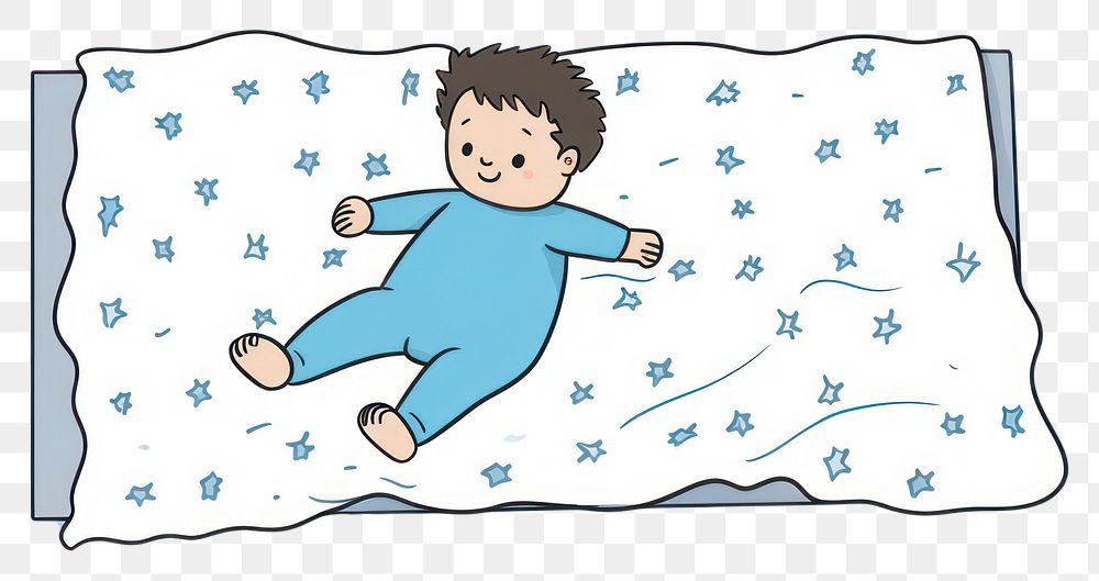 PNG Baby crawing on cozy bed cartoon exhaustion relaxation. AI generated Image by rawpixel.
