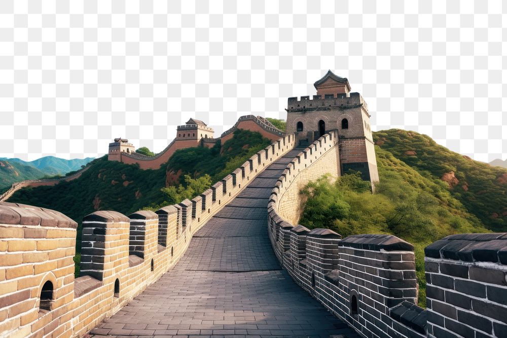 PNG Walking on great wall of china landmark fortification architecture