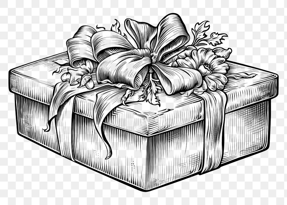 PNG Gift box sketch drawing art. AI generated Image by rawpixel.
