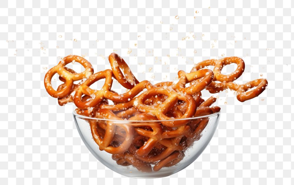 PNG  Salted pretzels in bowl food white background freshness. AI generated Image by rawpixel.