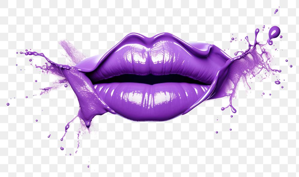PNG  Purple lipstick white background splattered moustache. AI generated Image by rawpixel.