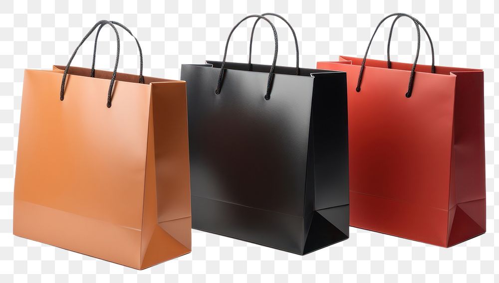 PNG  Paper shopping bags handbag white background accessories. AI generated Image by rawpixel.