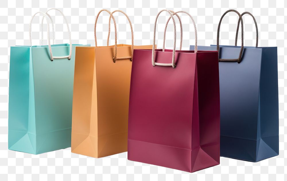 PNG  Paper shopping bags handbag white background celebration. AI generated Image by rawpixel.