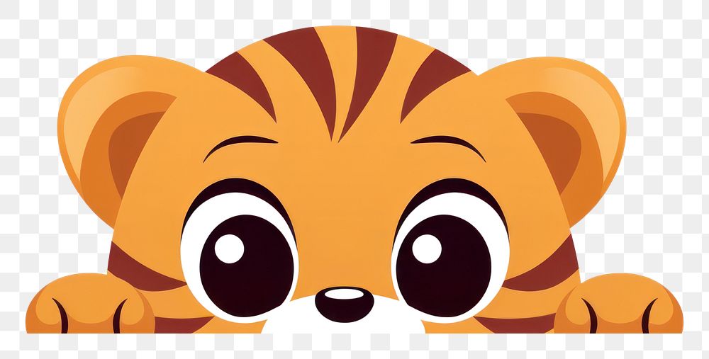 PNG Tiger cartoon peeking animal. AI generated Image by rawpixel.