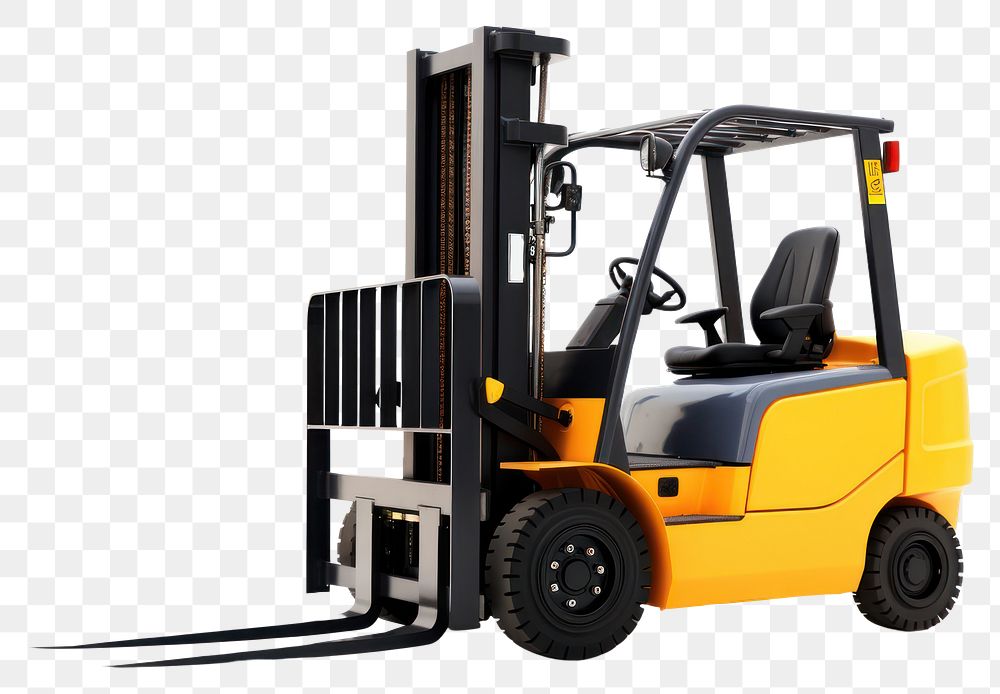 PNG Electric forklift white background delivering equipment. AI generated Image by rawpixel.