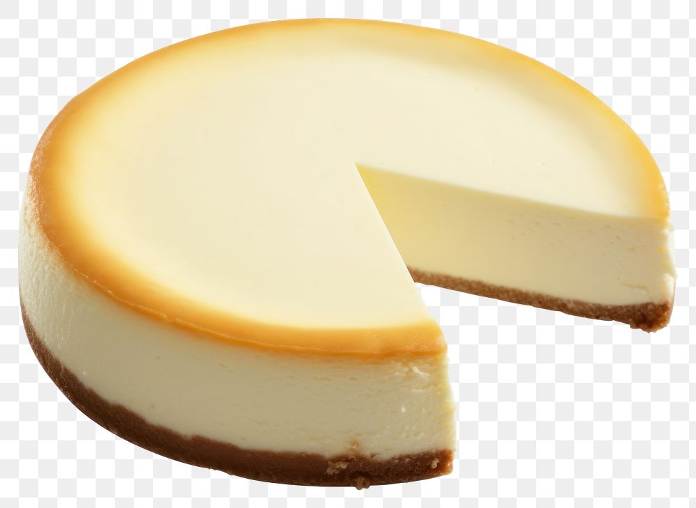 PNG  Plain cheesecake dessert food white background. AI generated Image by rawpixel.