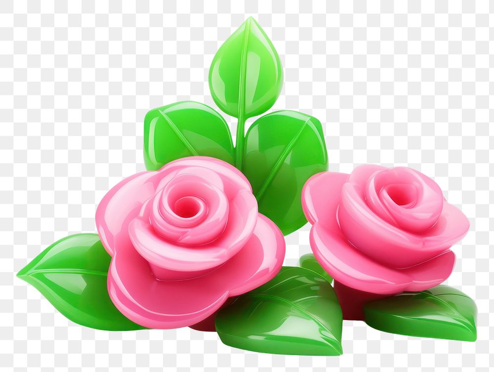 PNG Simple rose flowers and a green bush plant candy food. 