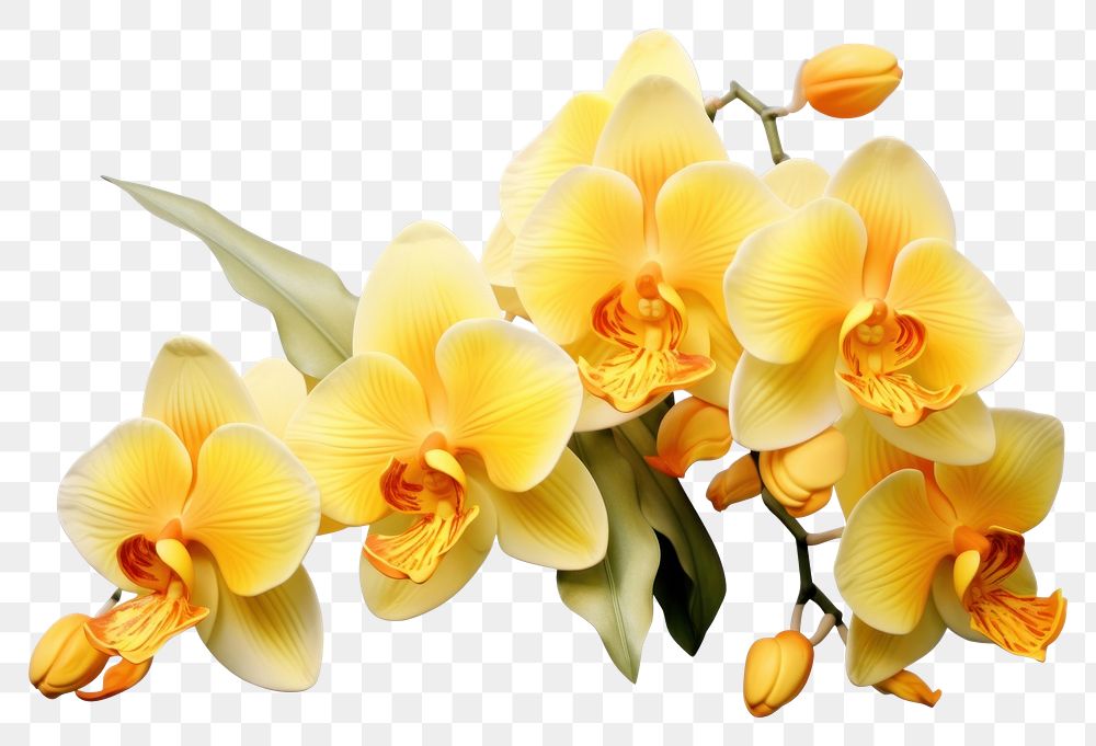 PNG Yellow orchid flower petal plant. AI generated Image by rawpixel.