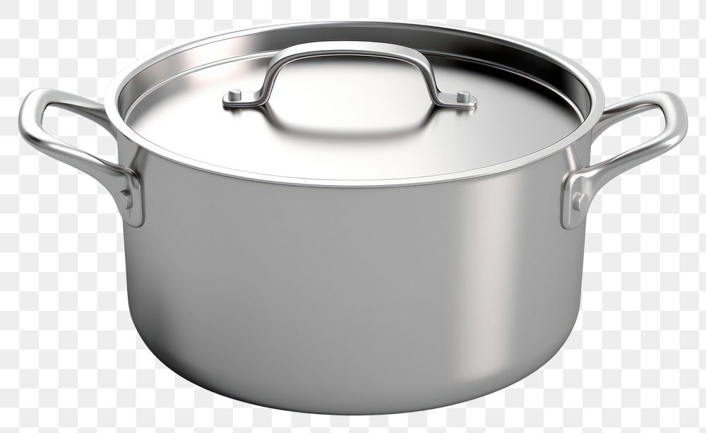PNG Matte stainless steel pot with handles white background appliance saucepan. AI generated Image by rawpixel.