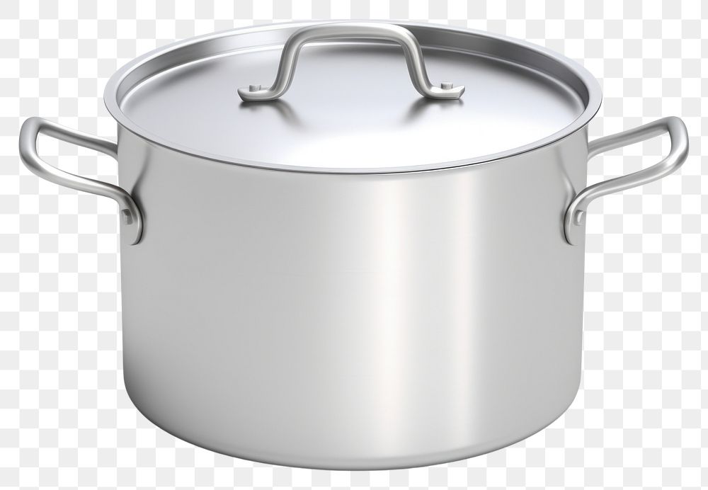 PNG Matte stainless steel pot with handles appliance white background saucepan. AI generated Image by rawpixel.