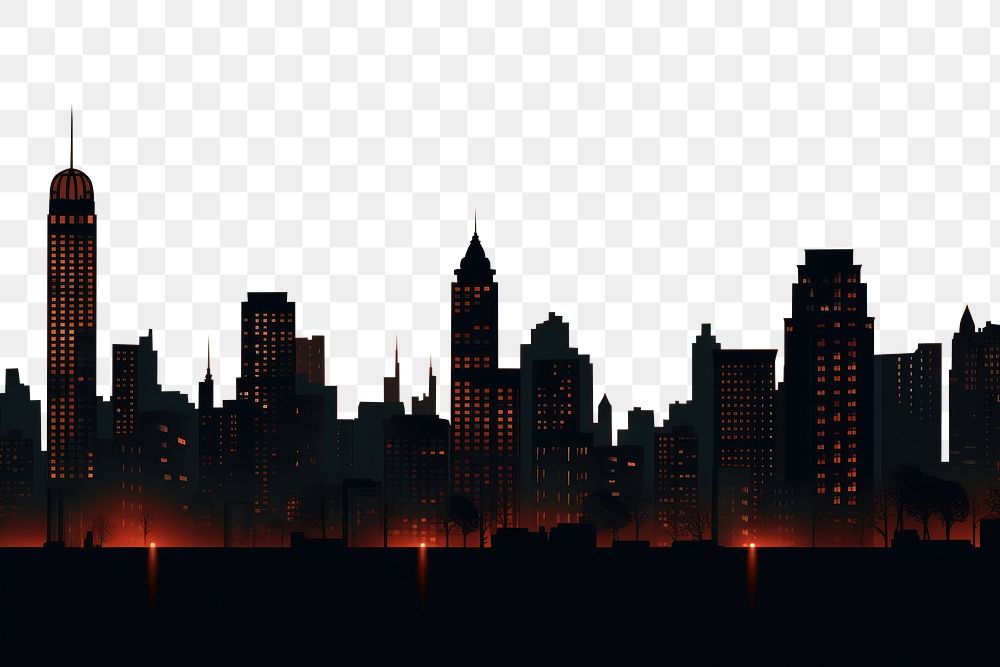 PNG  City night architecture silhouette metropolis. .