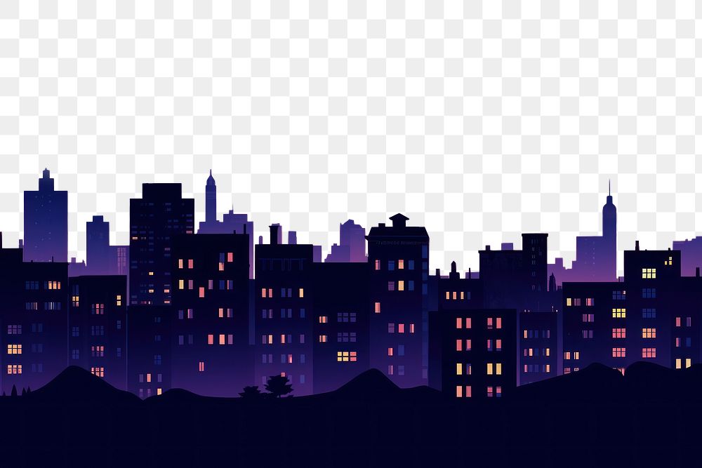 PNG  City night architecture silhouette metropolis. .