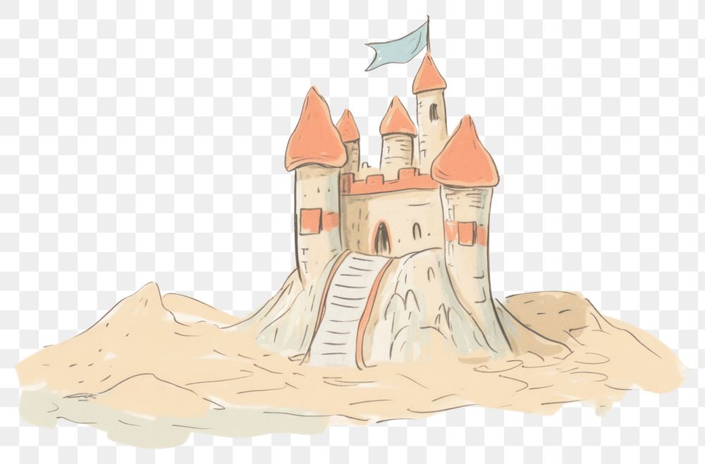 PNG Minimal sand castle drawing sketch architecture. AI generated Image by rawpixel.