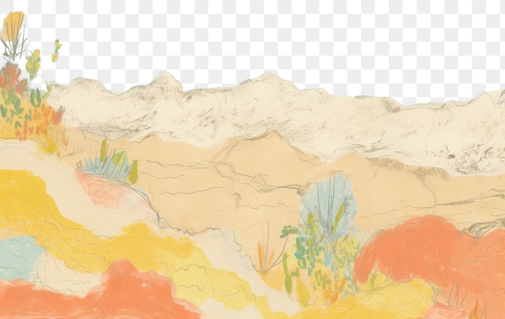 PNG Sand with sea backgrounds painting outdoors. AI generated Image by rawpixel.