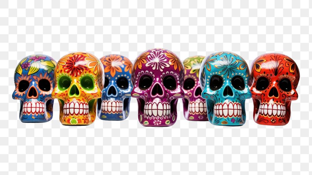 PNG Day of the dead skulls celebration creativity variation. AI generated Image by rawpixel.