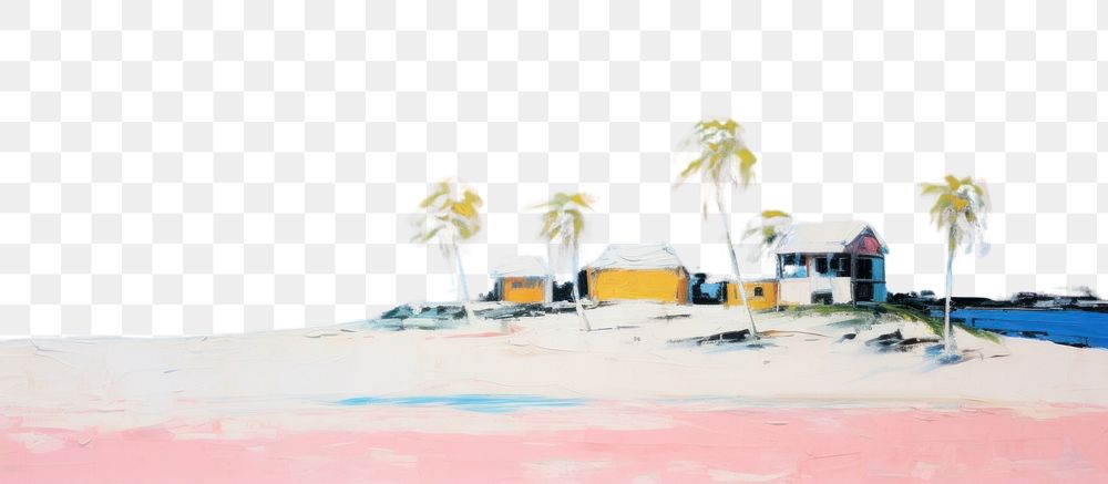 PNG Simple beach with blue sky painting architecture outdoors. AI generated Image by rawpixel.