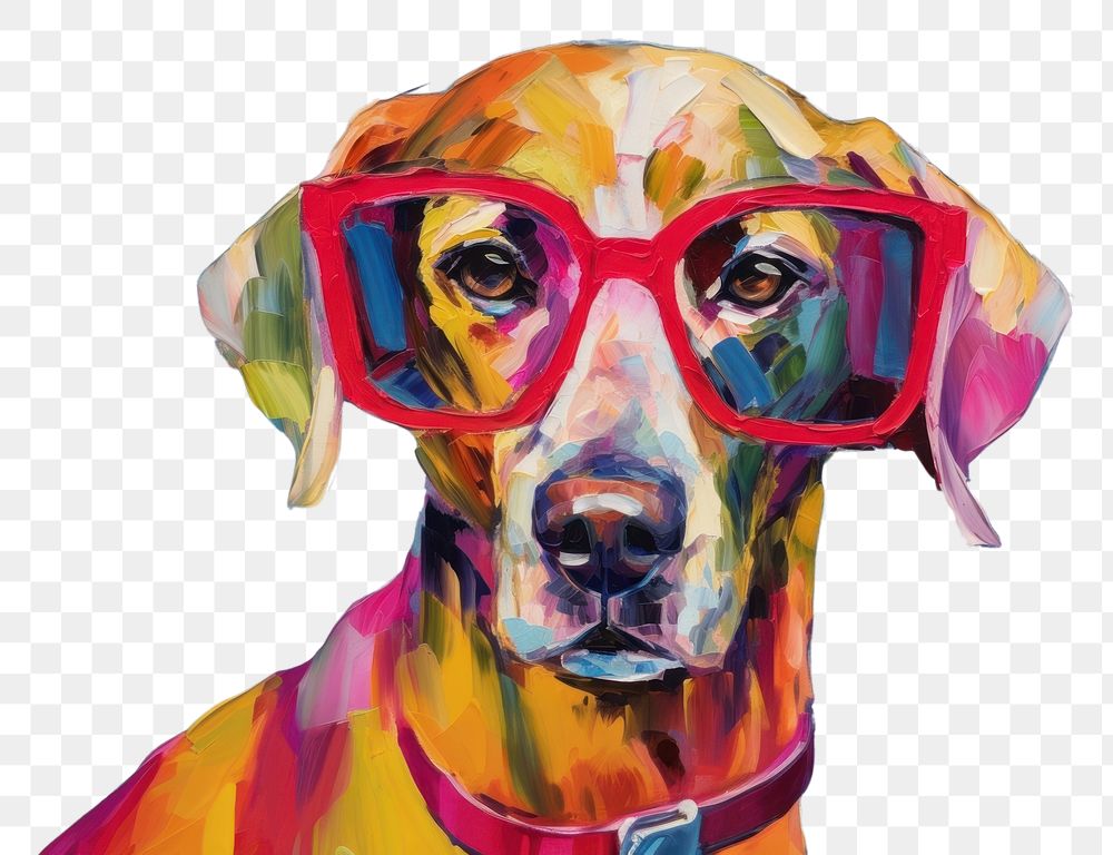 PNG Dog have book on head painting glasses mammal. AI generated Image by rawpixel.
