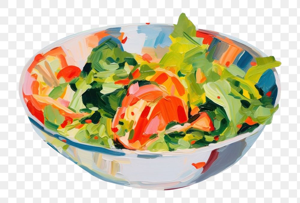 PNG Top view of salad painting food bowl. AI generated Image by rawpixel.