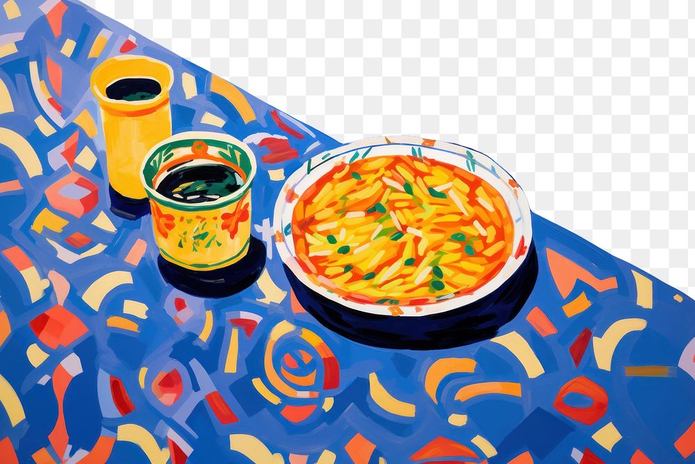 PNG Spice soup painting dish bowl. AI generated Image by rawpixel.