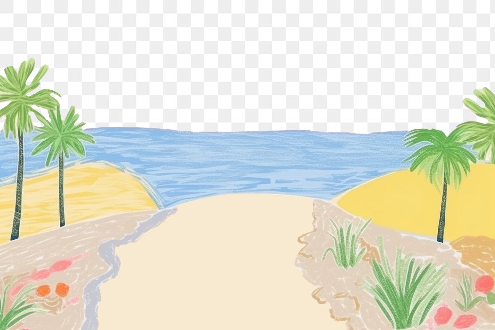 PNG Beach landscape outdoors painting. AI generated Image by rawpixel.