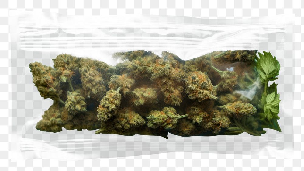 PNG  Cannabis in plastic bag plant food vegetable. AI generated Image by rawpixel.