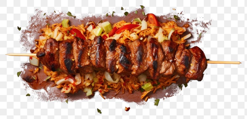 PNG  Delicious kebab grilling meat food. AI generated Image by rawpixel.